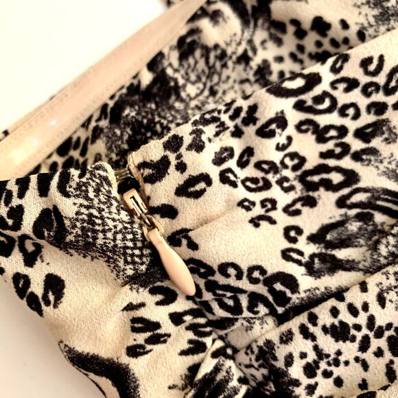 J.O.A. | Animal Mix Print Beige and Black Bodycon Ruched Mini Dress | Size S - Picture 5 of 9